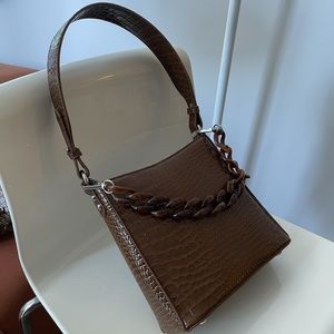 Hvisk brown croc-embossed faux leather bag